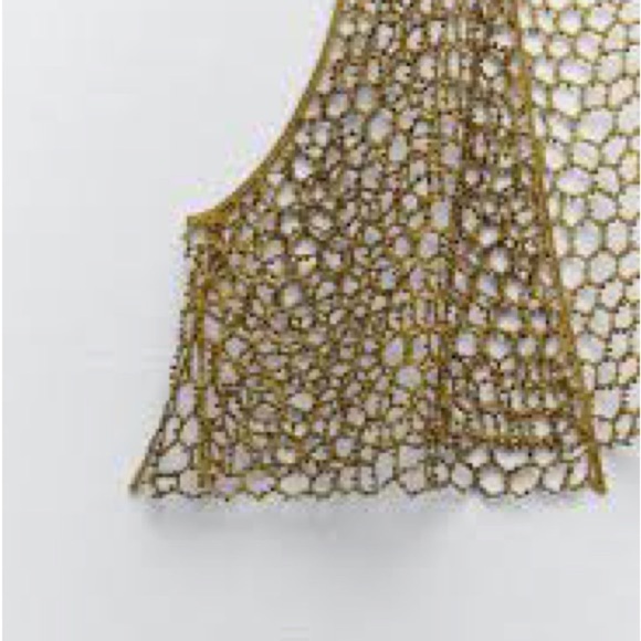 NWT Zara Beaded Mesh Top Size XS-S - Picture 3 of 3